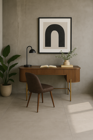 Modernistyczne biurko drewniane z lamelowymi frontami HS-06-MWL