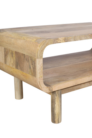 Stolik kawowy / ława PRL z półką z litego drewna mango 90×50 cm kolor naturalny, BC-03-MN