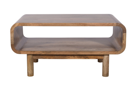 Stolik kawowy / ława PRL z półką z litego drewna mango 90×50 cm kolor mango karmel BC-03-CR