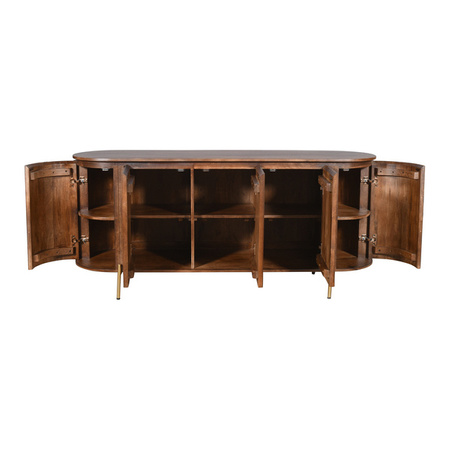 Duża, ryflowana komoda z drewna Mango w ciemnym odcieniu orzecha włoskiego HS-05-MWL