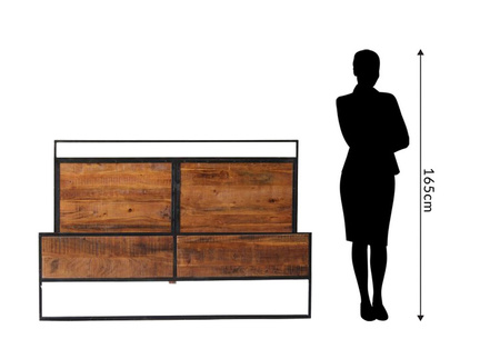 Industrialne łóżko drewniane z przetarciami 160x200 MC-08-AWL