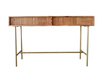 Drewniana konsola z szufladami i złotymi uchwytami BK-02-GLD