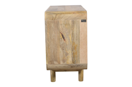 Komoda z drzwiczkami z litego drewna mango mid-century retro PRL – kolor mango naturalne BC-02-MN