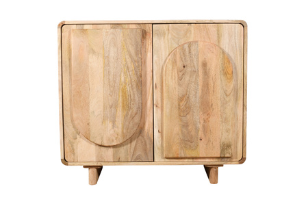 Mała komoda drewniana ED-02-MN, mango naturalne, rzeźbione fronty wypukłe, 90×40×80 cm