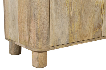Komoda wysoka z litego drewna mango 100×40×135 w stylu japandi, zaokrąglone narożniki, pełne drewniane drzwi i półki – kolor naturalny RM-08-MN