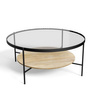 Okrągły stolik kawowy z półką i szklanym blatem SH-74-MN