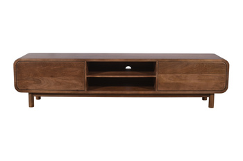 Duża szafka RTV 210 cm z litego drewna mango retro PRL mid-century – kolor orzech włoski BC-05-MWL