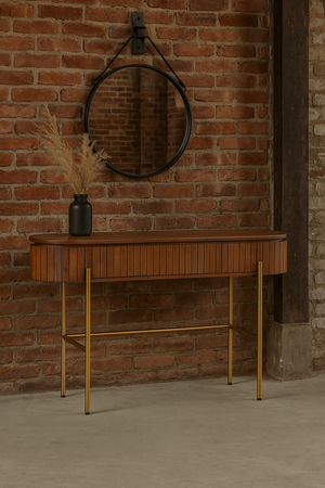 Toaletka, konsola z lamelami z ciemnego drewna HS-01-MWL