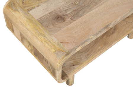 Stolik kawowy / ława PRL z półką z litego drewna mango 90×50 cm kolor naturalny, BC-03-MN