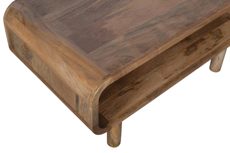 Stolik kawowy / ława PRL z półką z litego drewna mango 90×50 cm kolor mango karmel BC-03-CR