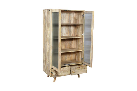 Skandynawska witryna drewniana mango na niskich nóżkach ST-16-MN