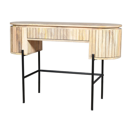 Drewniane biurko Mango z lamelami na metalowym stelażu HS-06-MN