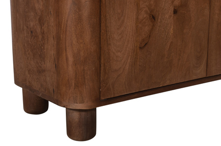 Szafka wysoka 100×40×135 z litego drewna mango w stylu japandi, zaokrąglone narożniki, drewniane drzwi i półki – kolor orzech włoski RM-08-MWL