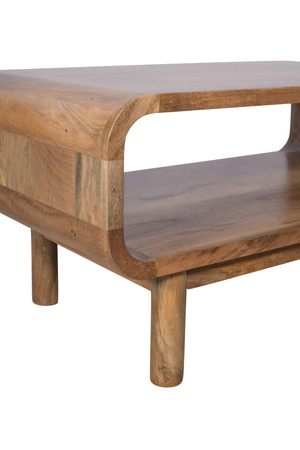 Stolik kawowy / ława PRL z półką z litego drewna mango 90×50 cm kolor mango karmel BC-03-CR