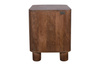 Szafka nocna drewniana, pomocnik drewniany mango japandi z litego drewna, zaokrąglone narożniki, dwie szuflady – kolor orzech włoski RM-09-MWL