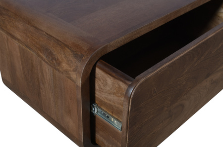 Duża szafka RTV 210 cm z litego drewna mango retro PRL mid-century – kolor orzech włoski BC-05-MWL