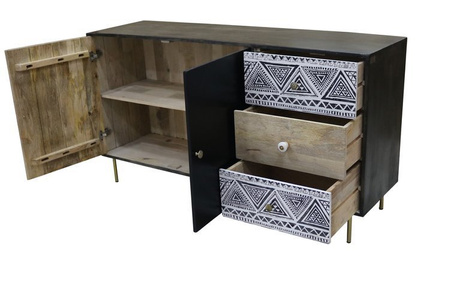 Duża komoda z drewna czarno-biała BH-360-MN