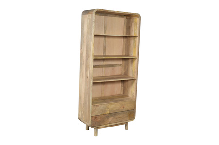 Biblioteczka drewniana mango 200 cm PRL mid-century retro – kolor naturalny BC-04-MN