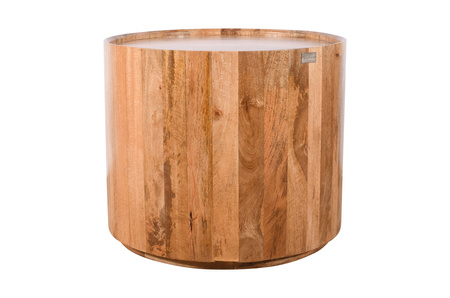 Drewniany stolik kawowy w kolorze karmel mango 65 cm okrągły ED-05-CR