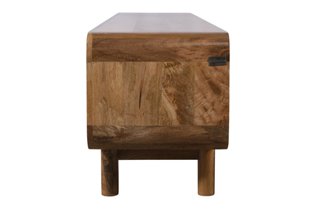 Szafka RTV XXL 210 cm z litego drewna mango retro PRL mid-century – karmel BC-05-CR