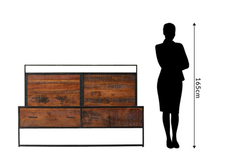 Drewniane łóżko z szufladami w stylu loft 160x200 MC-09-AWL