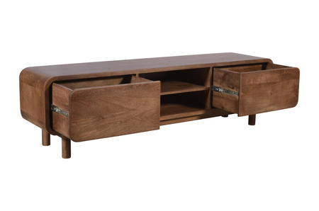 Szafka RTV mango 180 cm z litego drewna w stylu retro mid-century – orzech włoski BC-06-MWL