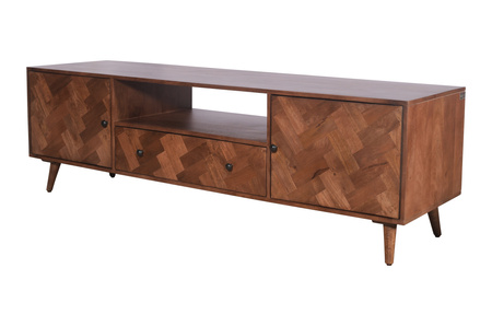 Drewniana szafka RTV w stylu boho PQ-PR13-MWL, mango orzech włoski