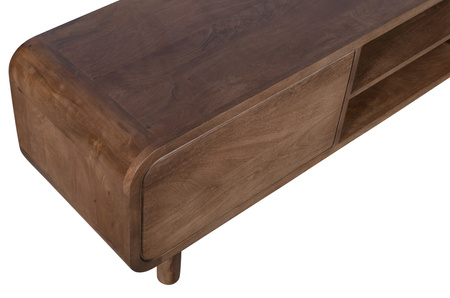 Szafka RTV mango 180 cm z litego drewna w stylu retro mid-century – orzech włoski BC-06-MWL