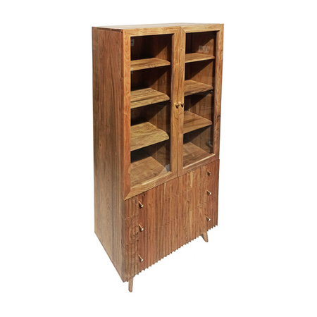 Duża witryna drewniana z akacji, ozdobne lamele ANK-10