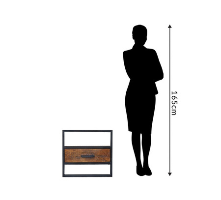 Loftowa szafka nocna efekt przecieranego drewna MC-06-AWL