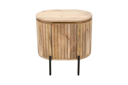 Szafka nocna z naturalnego, reliefowanego drewna mango HS-10L-MN, lewa