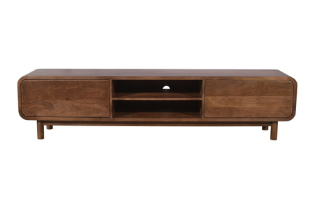 Duża szafka RTV 210 cm z litego drewna mango retro PRL mid-century – kolor orzech włoski BC-05-MWL