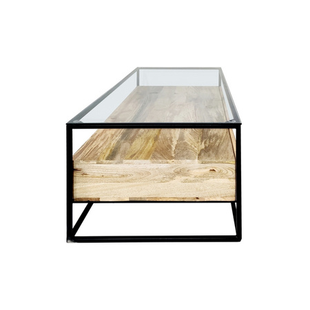 Loftowy stolik kawowy z szufladami i szklanym blatem SH-76-MN