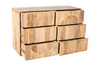 Pojemna komoda ED-03-MN z drewna mango naturalnego, fronty 3D, 6 szuflad, 120×40×85 cm