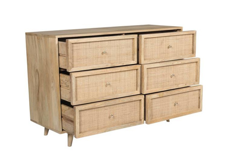 Duża komoda z rattanowymi frontami szuflad , bieliźniarka GR-16-MN