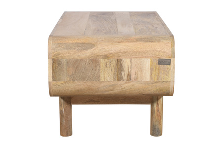 Stolik kawowy / ława PRL z półką z litego drewna mango 90×50 cm kolor naturalny, BC-03-MN