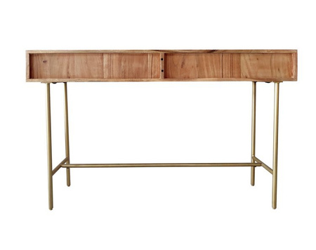 Drewniana konsola z szufladami i złotymi uchwytami BK-02-GLD