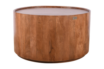 Designerski stolik kawowy ED-04-MWL – okrągły 80 cm, drewno mango kolor orzech włoski