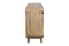 Komoda drewniana mango 180 cm z litego drewna z czterema drzwiczkami w stylu retro PRL mid-century – kolor naturalny, BC-01-MN