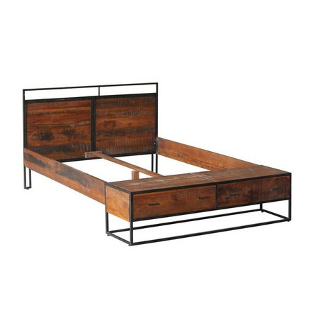 Drewniane łóżko z szufladami w stylu loft 160x200 MC-09-AWL