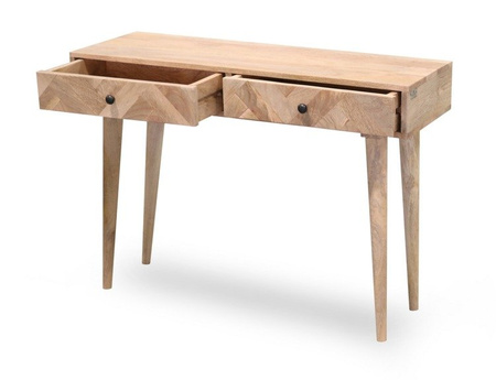Konsola toaletka drewniana w skandynawskim stylu, konsola mango naturalne , jodełka , konsola drewniana PQ-PR02-MN