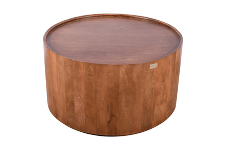 Designerski stolik kawowy ED-04-MWL – okrągły 80 cm, drewno mango kolor orzech włoski