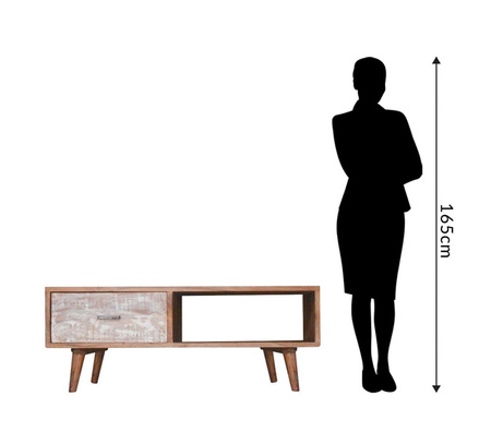 Skandynawski stolik kawowy z szufladą i półką BR-03