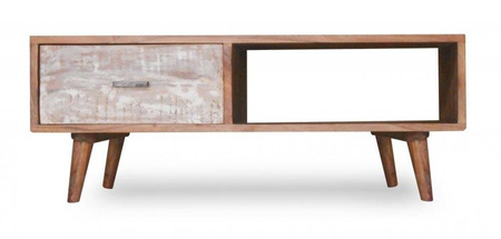 Skandynawski stolik kawowy z szufladą i półką BR-03