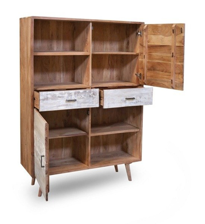 Drewniany regał z szafkami i szufladami w stylu scandi BR-04