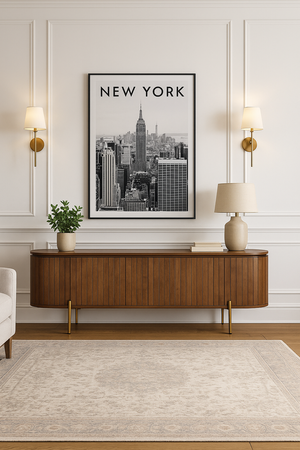 Drewniana szafka RTV z lamelami w stylu classic modern HS-07-MWL