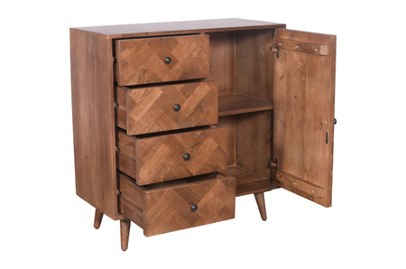 Skandynawska komoda z motywem parkietu PQ-PR06-MWL mango orzech włoski