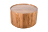 Okrągły stolik kawowy ED-04-CR – nowoczesny design, drewno mango karmel 80x80x45 cm
