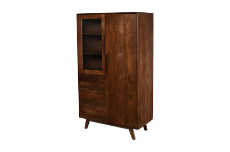 Nowoczesna witryna z ciemnego drewna mango pojemne szuflady ST-17-MWL