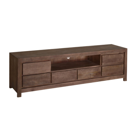 Szeroka szafka RTV z ciemnego drewna mango NR-08-MWL